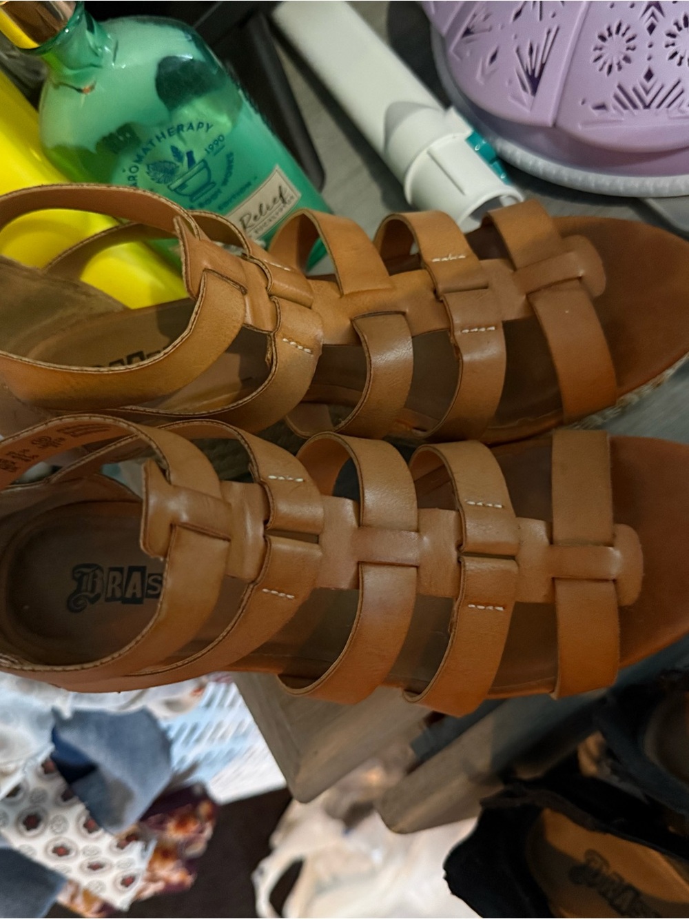 Brown Woven Strappy Sandals